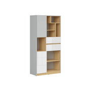 Biblioteca BERGEN OCN-30013, gri deschis/stejar