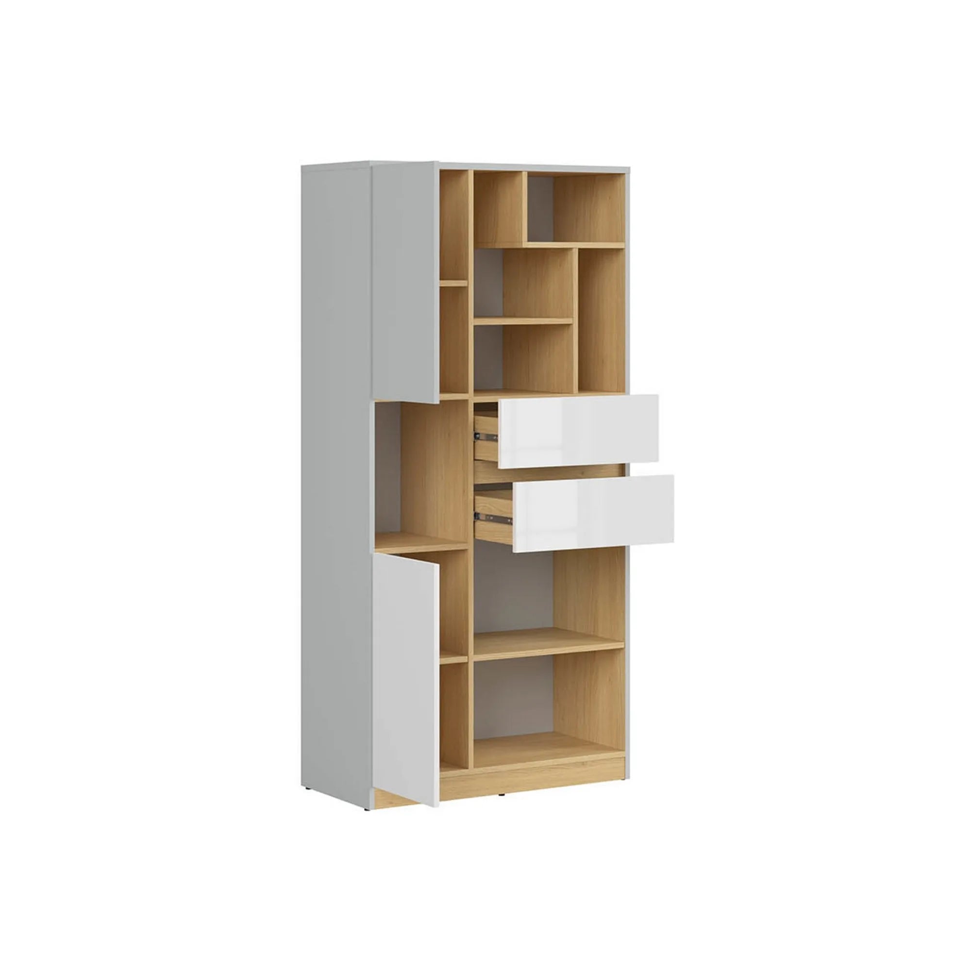 Biblioteca BERGEN OCN-30013, gri deschis/stejar