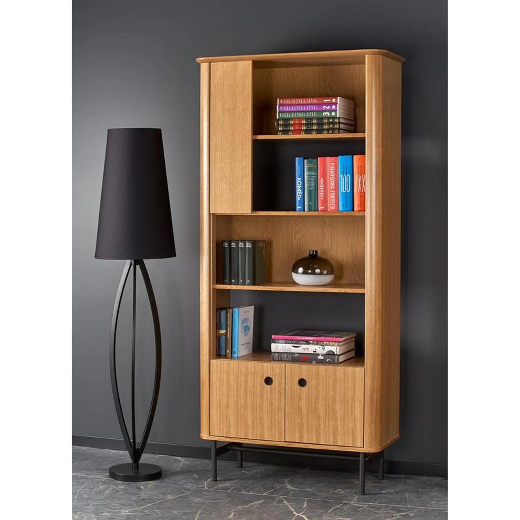 Biblioteca HOUSTON OCN-38261, stejar/negru