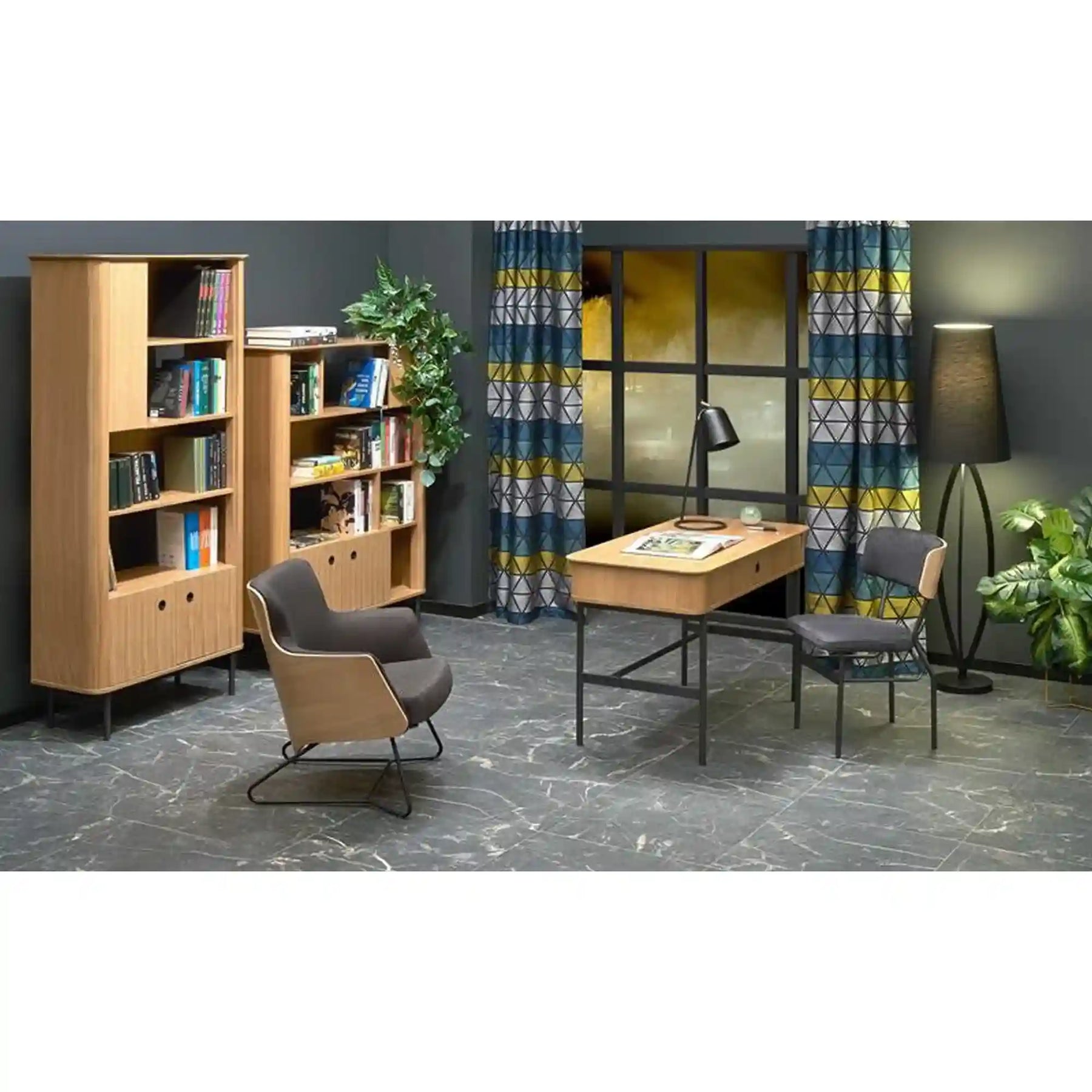 Biblioteca HOUSTON OCN-38261, stejar/negru