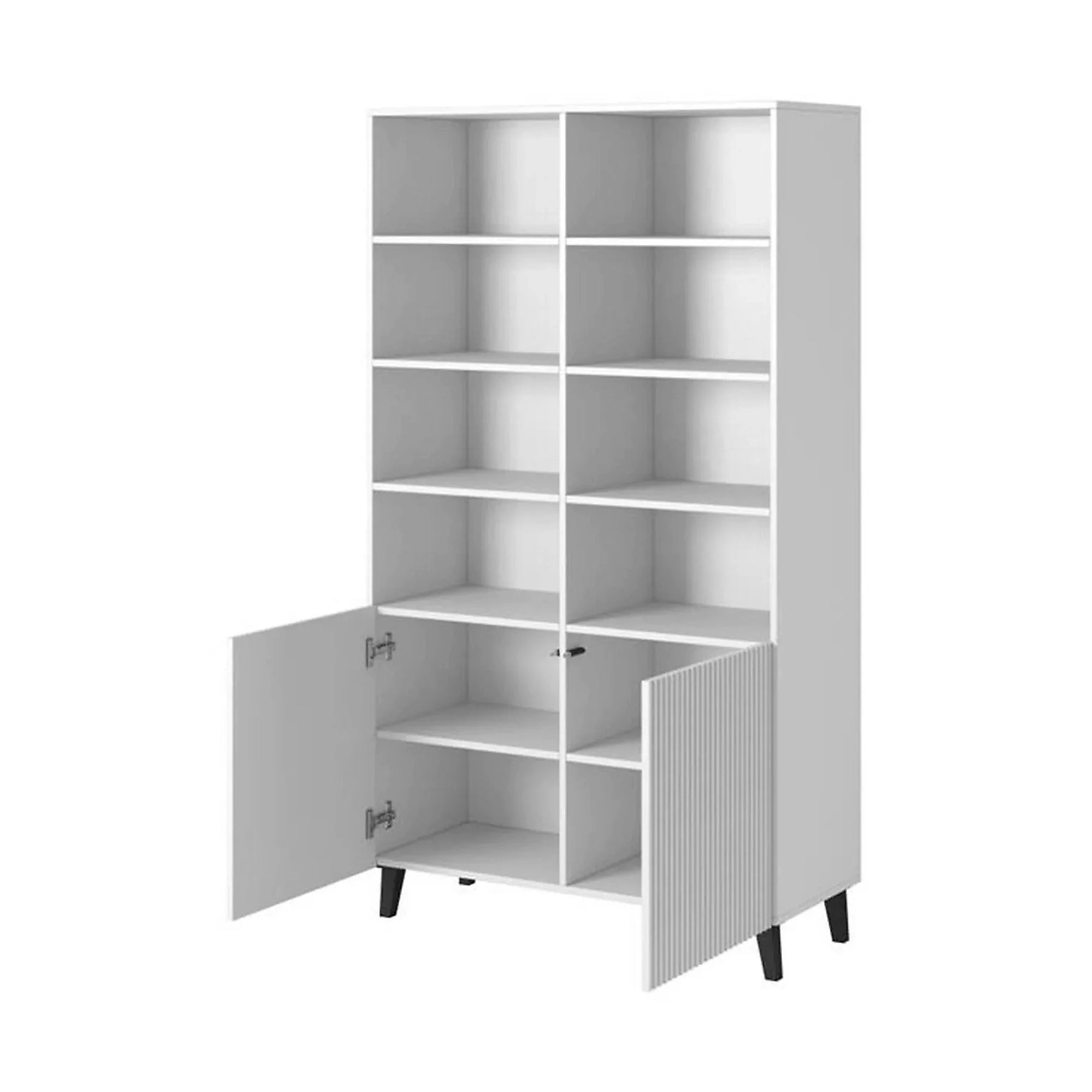 Biblioteca PAFOS, PAL laminat/MDF/plastic, alb, 101×40×177 cm