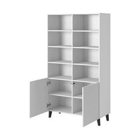 Biblioteca PAFOS, PAL laminat/MDF/plastic, alb, 101×40×177 cm