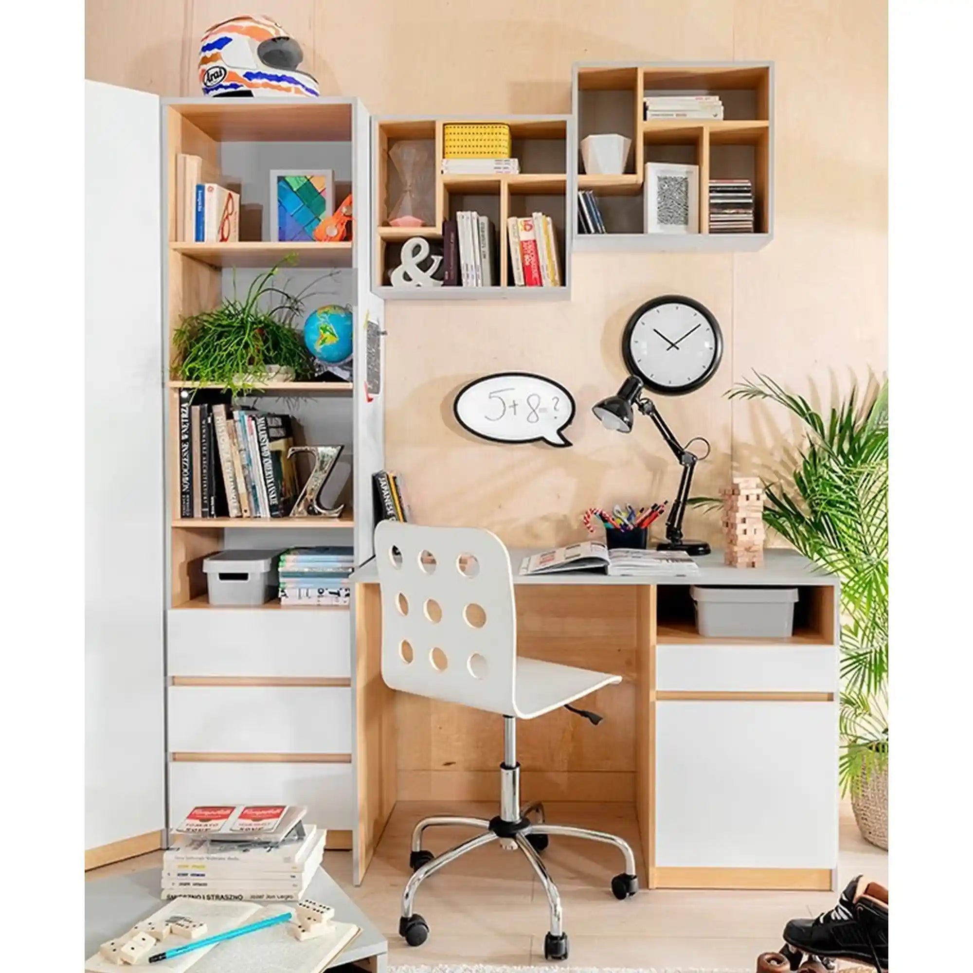 Birou BERGEN OCN-29940, gri deschis/stejar