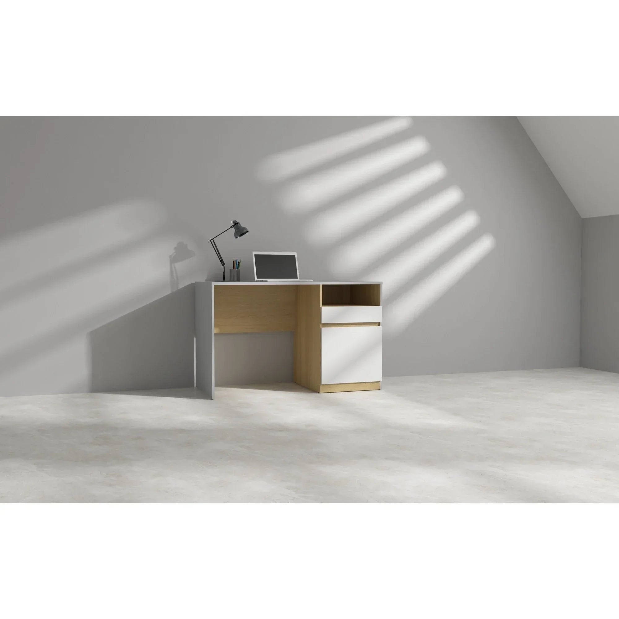 Birou BERGEN OCN-29943, gri deschis/stejar