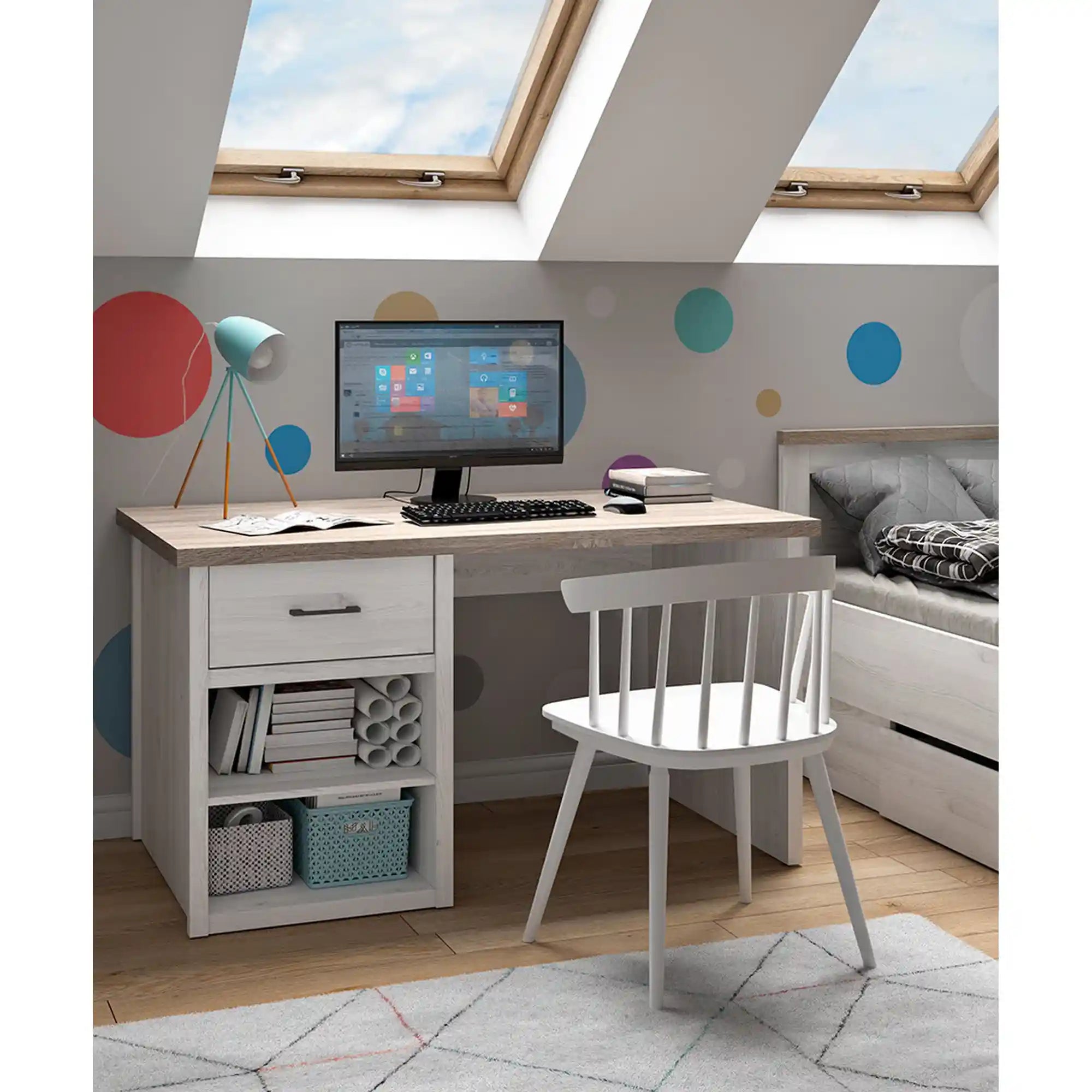 Birou BERGEN OCN-29947, zada sibiu deschis/stejar sonoma