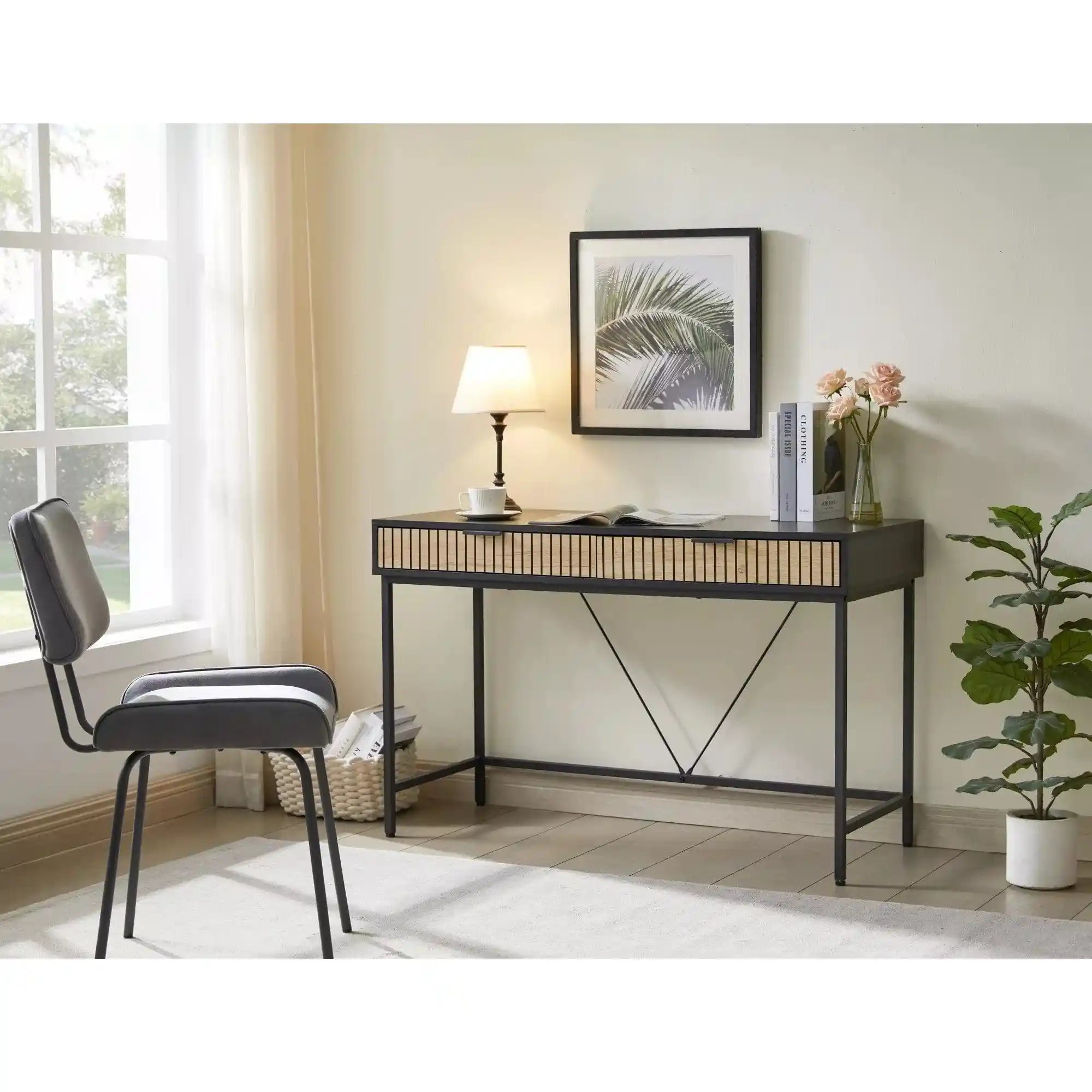 Birou DETROIT OCN-40088, negru mat/stejar