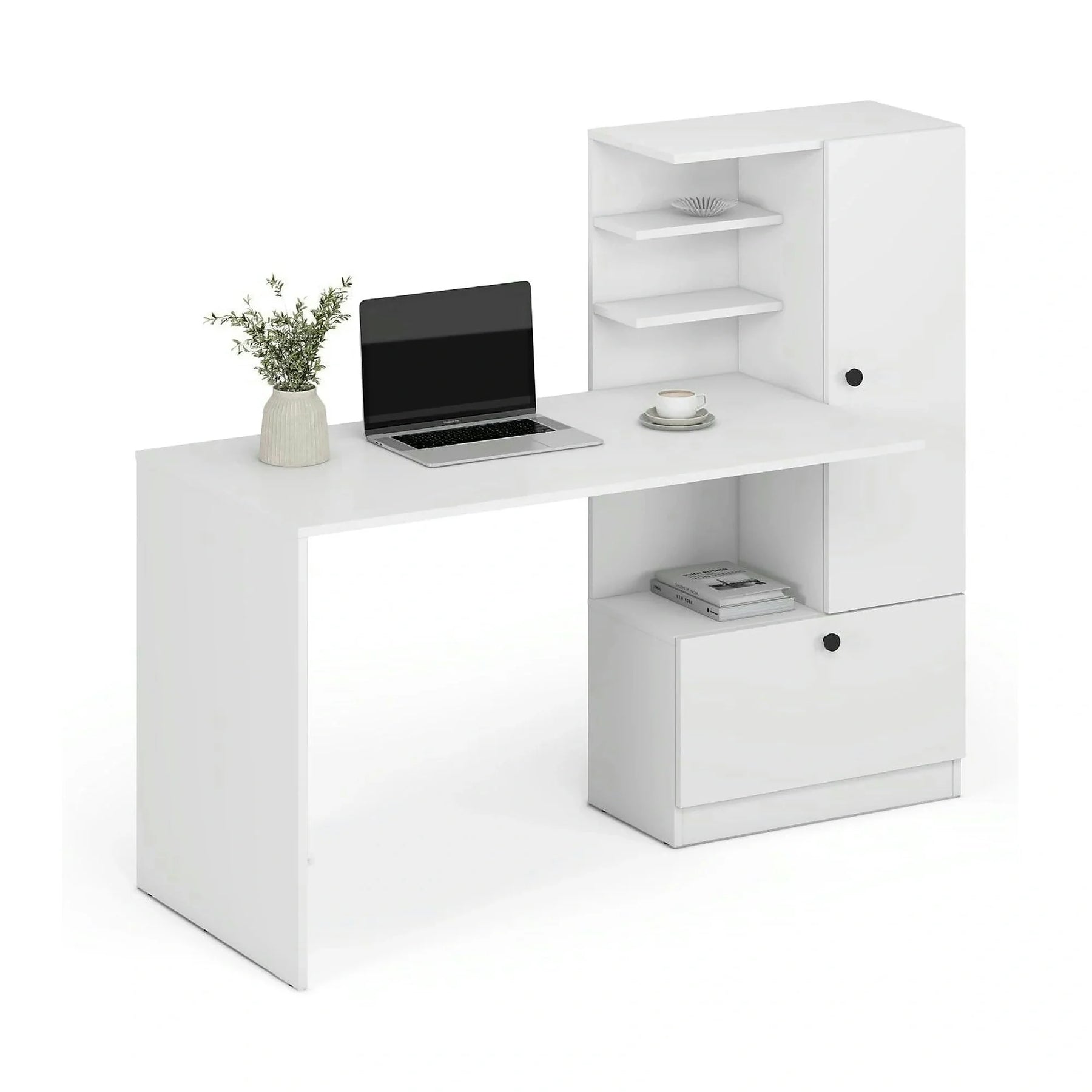 Birou HOBAS, alb, PAL laminat, 150x62x120 cm