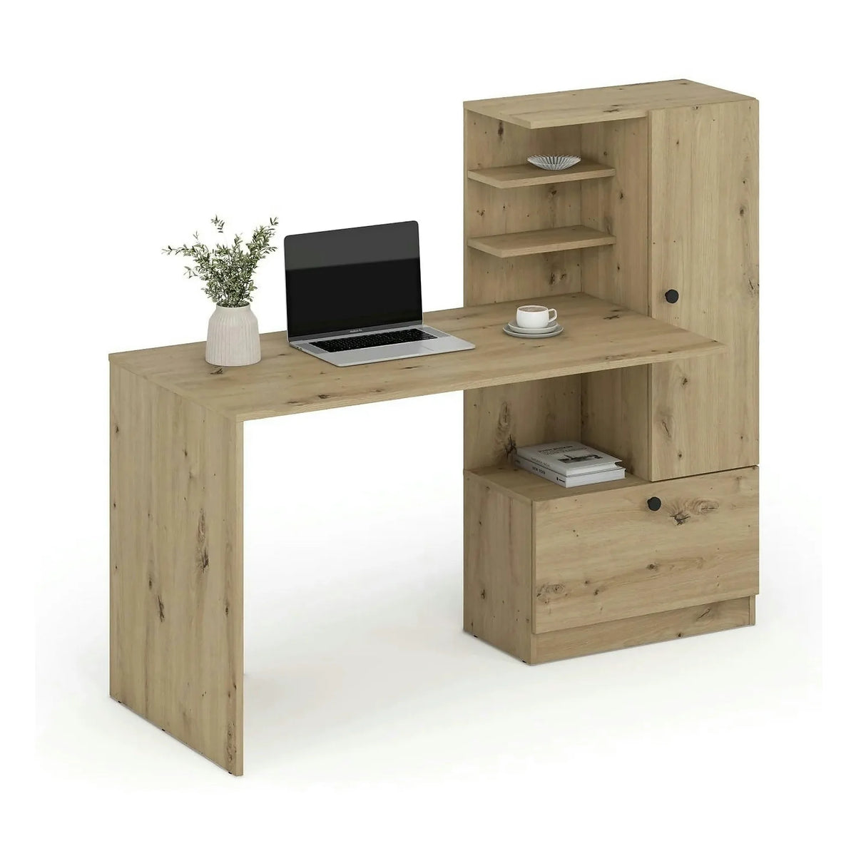 Birou HOBAS, stejar artisan, PAL laminat, 150x62x120 cm
