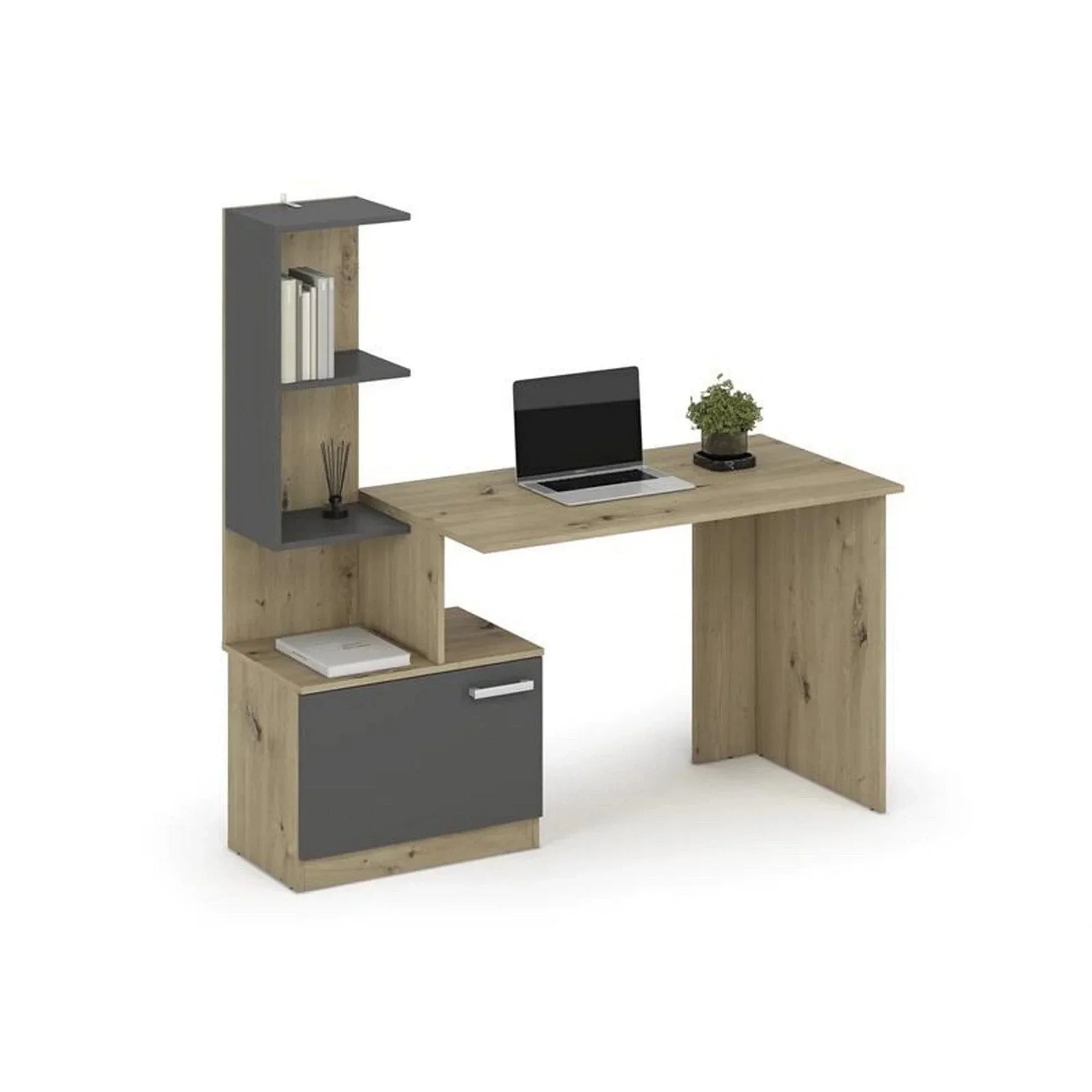 Birou HOUSTON OCN-38219, stejar artisan/ gri grafit