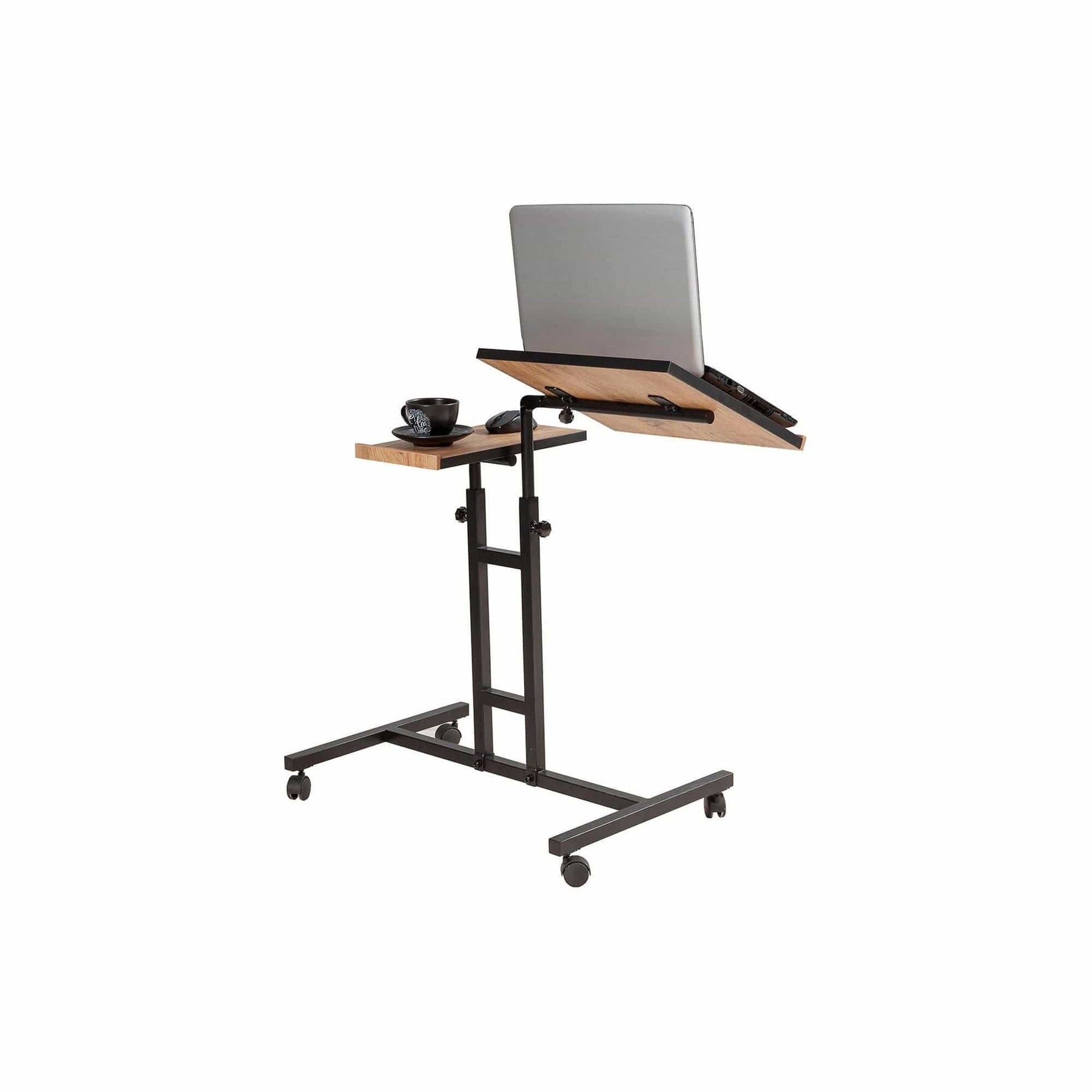 Birou mobil pentru laptop, nuc și negru, ideal pentru birou sau living – primabucata