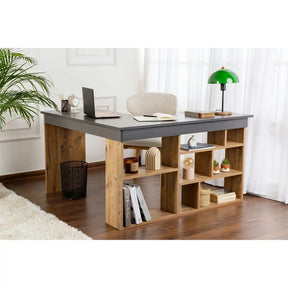 Birou VESPER, PAL melaminat, gri antracit/pin atlantic, 130×120×72 cm