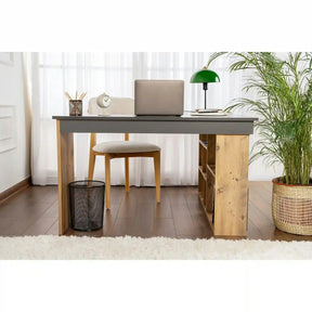 Birou VESPER, PAL melaminat, gri antracit/pin atlantic, 130×120×72 cm