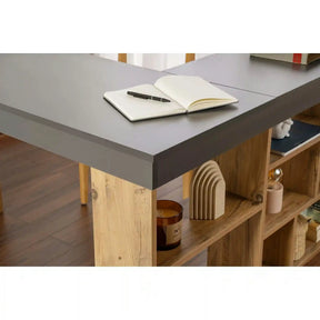 Birou VESPER, PAL melaminat, gri antracit/pin atlantic, 130×120×72 cm