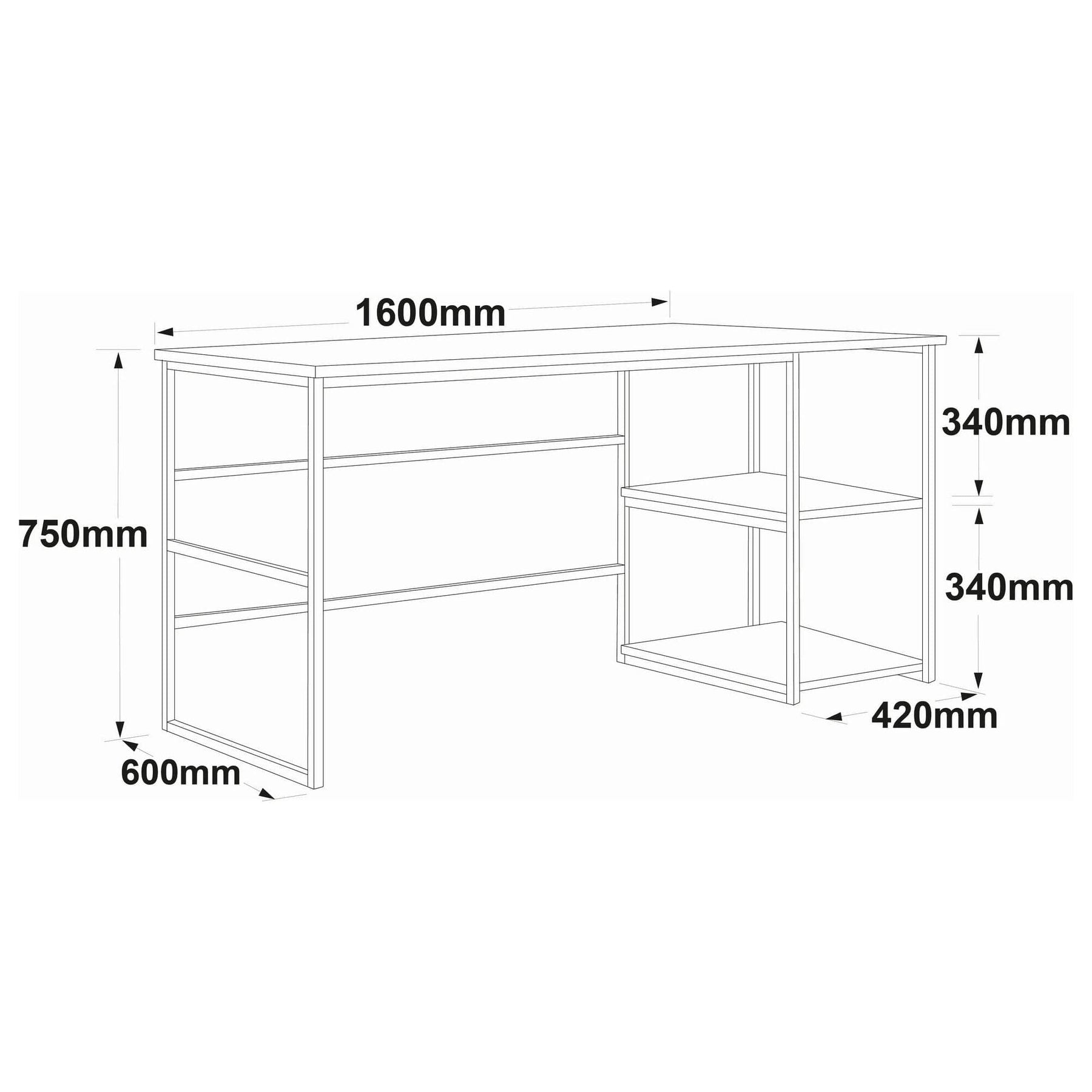 Birou AMSTERDAM OCN-34542, stejar/negru