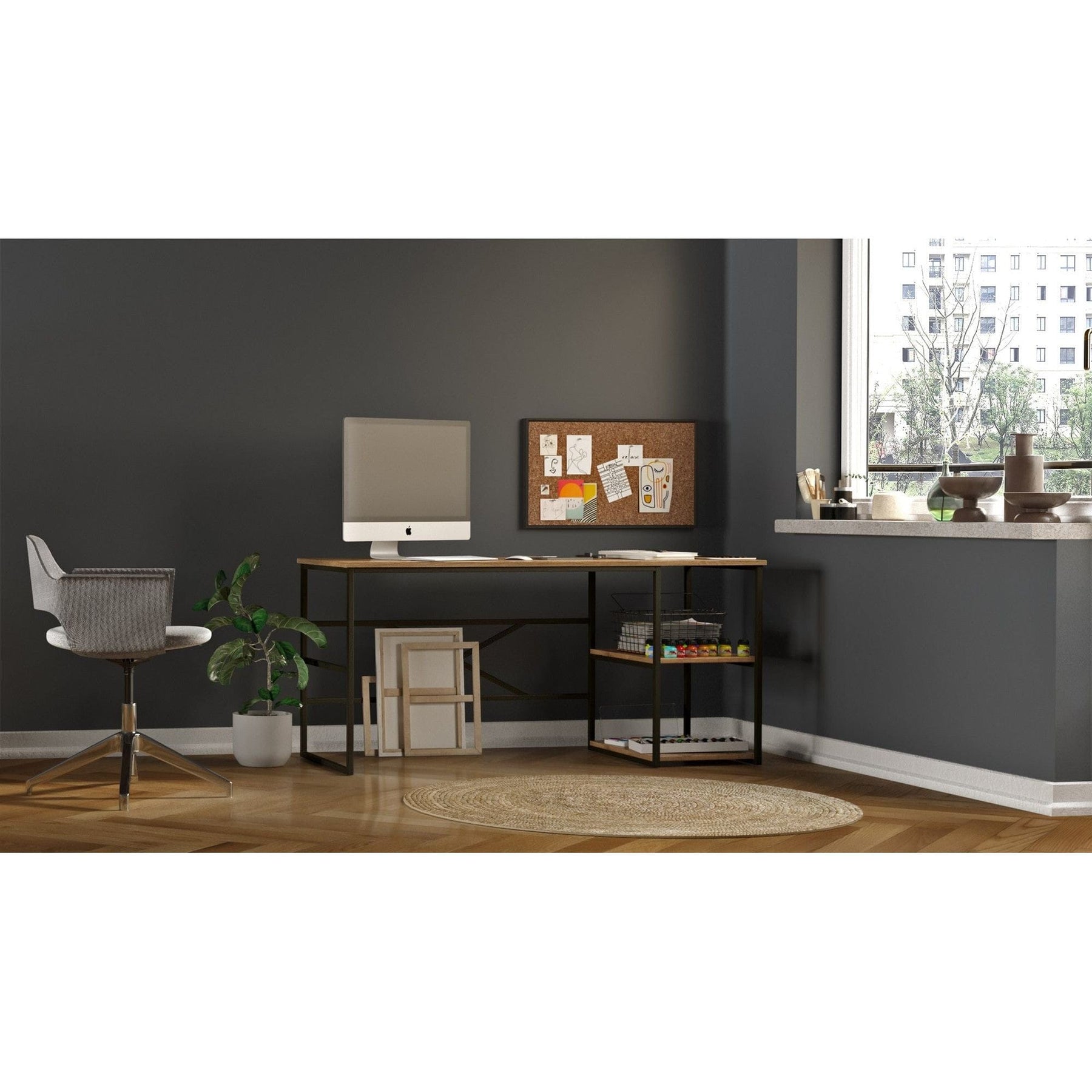 Birou AMSTERDAM OCN-34542, stejar/negru