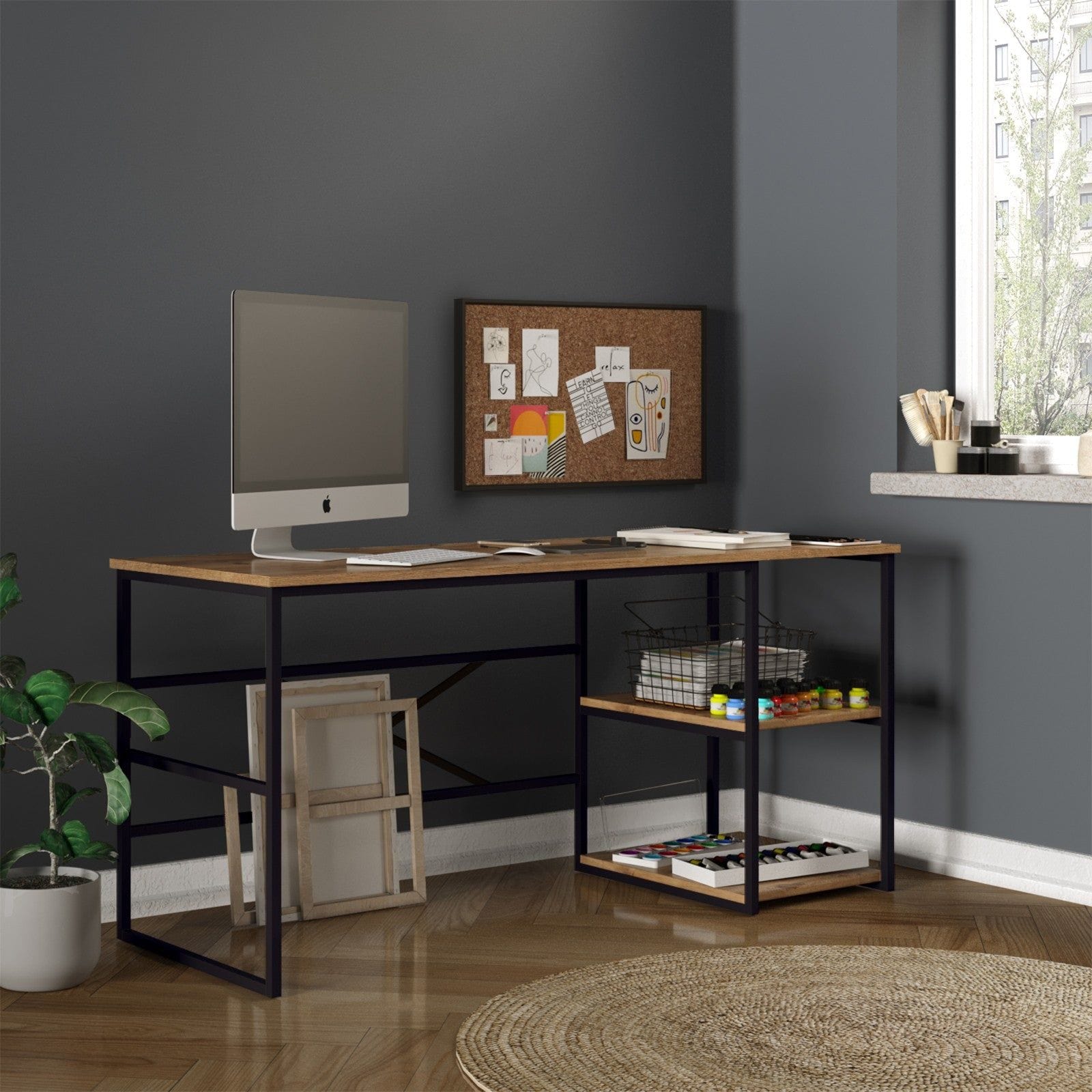 Birou AMSTERDAM OCN-34542, stejar/negru