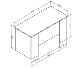 Masa birou OFFICE NEW, stejar sonoma/gri antracit, PAL, 140x65x78 cm