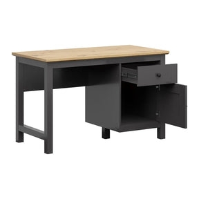 Birou HESEN, gri grafit/stejar artizanal, PAL, 120x60x75 cm
