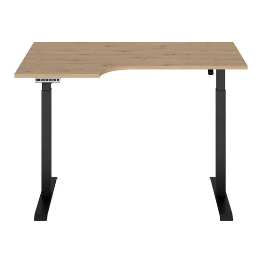 Masa birou SPACE OFFICE, stejar artisan/negru, PAL laminat/metal, pe stanga cu inaltime reglabila, 140x90x72-120 cm