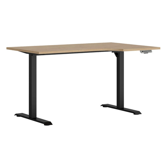 Masa birou SPACE OFFICE, stejar artisan/negru, PAL laminat/negru, pe dreapta cu inaltime reglabila, 140x90x72-120 cm