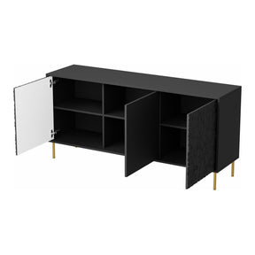 Comoda BULLET, negru/auriu, PAL laminat, 155X41X73 cm