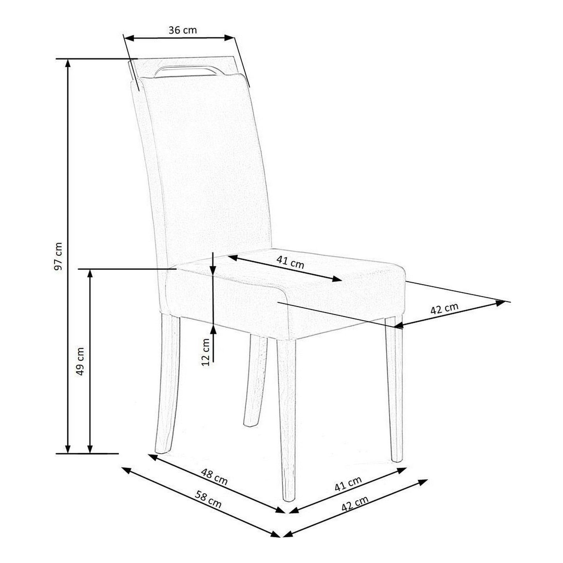 Scaun CLARION 2, negru/bej, lemn masiv/stofa catifelata, 42x52x97 cm