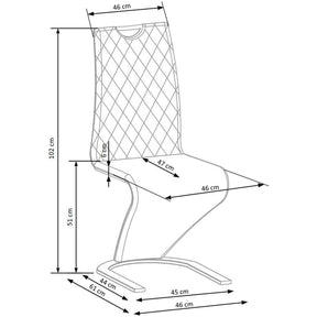 Scaun tapitat K442, albastru, stofa catifelata, 46x61x102 cm
