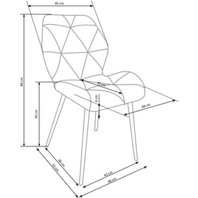 Scaun K453, galben, stofa catifelata/metal, 48x53x86 cm