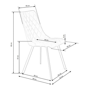 Scaun tapitat K450, galben, stofa catifelata, 44x58x85 cm