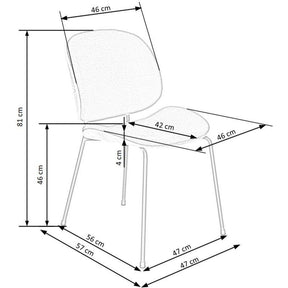 Scaun K467, gri inchis/stejar, stofa clasica/placaj/metal, 47x57x81 cm