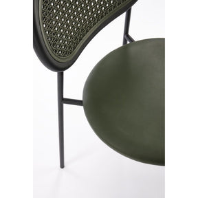 Scaun K524, verde/negru, ratan sintetic/piele ecologica, 46x51x78 cm