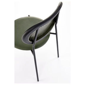 Scaun K524, verde/negru, ratan sintetic/piele ecologica, 46x51x78 cm