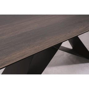 Masa extensibila WESTIN CERAMIC, sticla securizata/ceramica, maro/negru mat, 160-240x90x77 cm