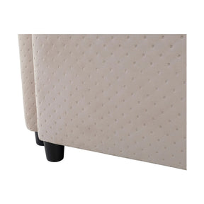 Canapea extensibila AKARO, stofa catifelata bej - Tiffany 02, cu lada depozitare, 227x114x85 cm