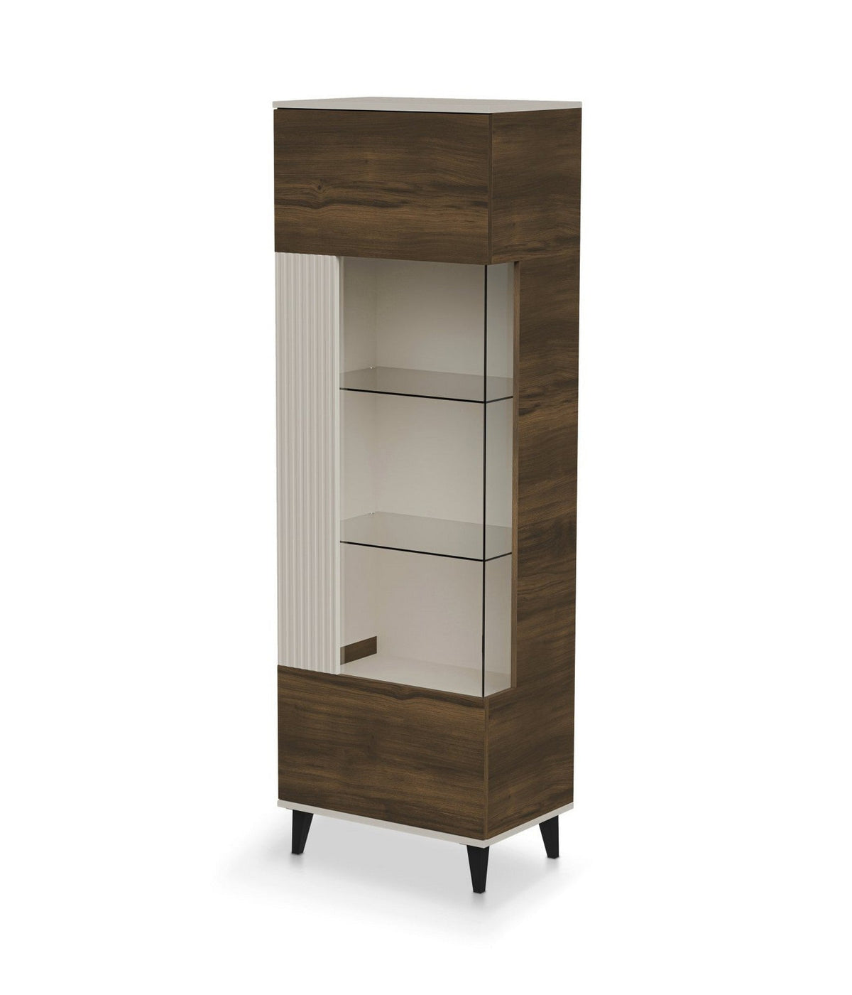 Vitrina RANDOM, nuc/casmir/negru, PAL furniruit/polipropilena, 60x40x182 cm