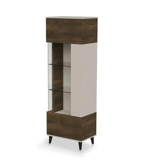 Vitrina RANDOM, nuc/casmir/negru, PAL furniruit/polipropilena, 60x40x182 cm