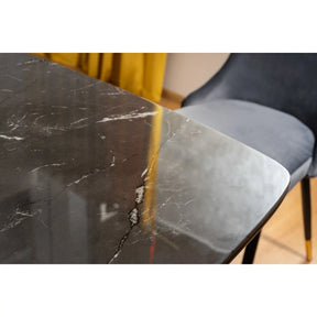 Masa CYRYL, cu efect de piatra neagra, 140x80