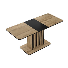 Masa extensibila KENT, stejar artisan/negru, PAL, 130/180x85x76 cm