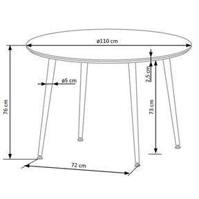 Masa fixa rotunda DOMENICO, nuc/auriu, 110x72x76 cm