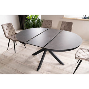 Masa extensibila PORTO, sticla/metal, gri inchis/negru mat, 120-160x120x76 cm