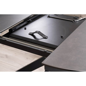 Masa extensibila PORTO, sticla/metal, gri inchis/negru mat, 120-160x120x76 cm