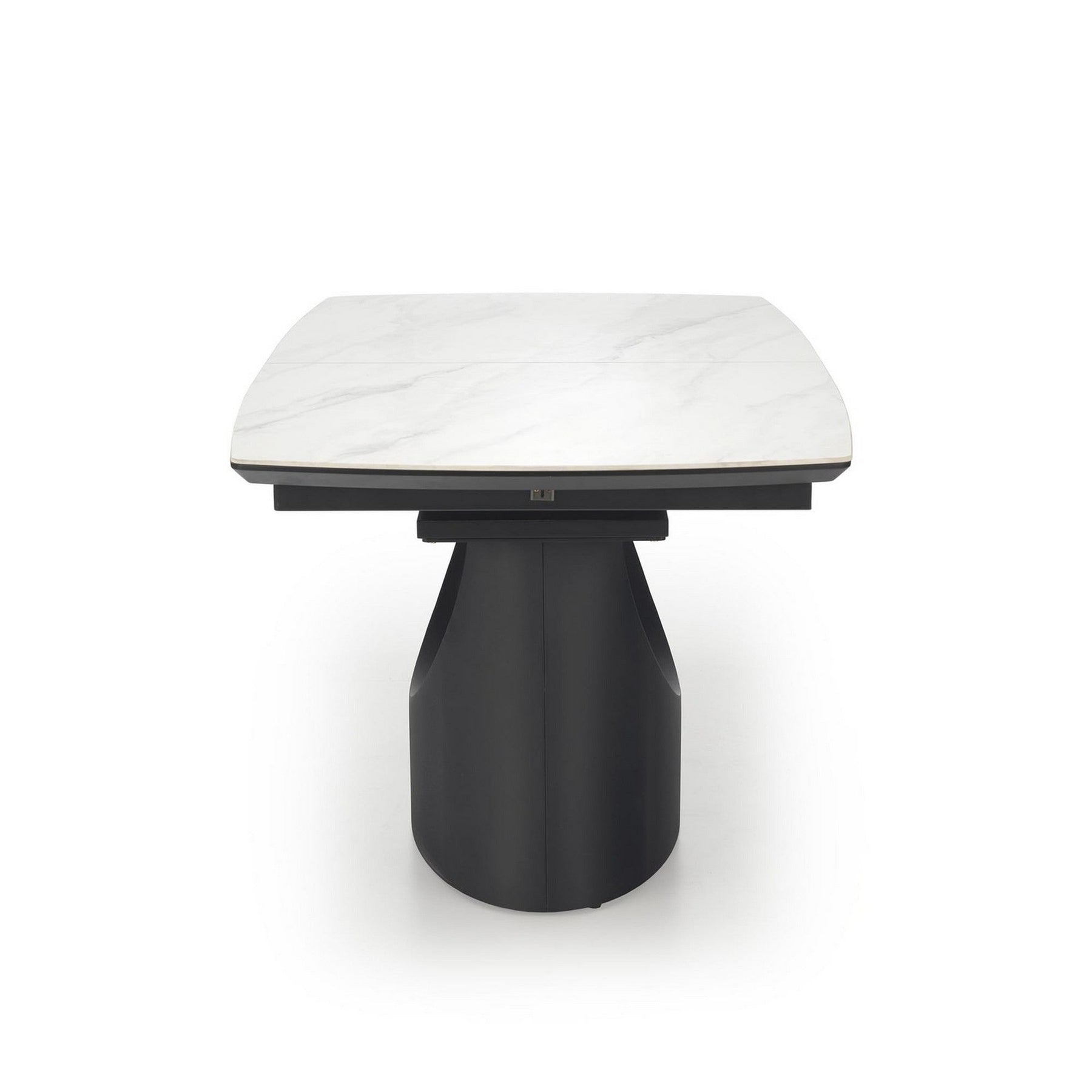 Masa extensibila OSMAN, alb efect marmura/negru, ceramica/metal, 160/220x90x77 cm