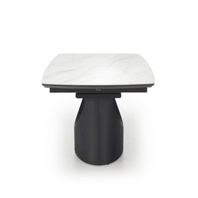 Masa extensibila OSMAN, alb efect marmura/negru, ceramica/metal, 160/220x90x77 cm