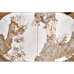 Masa extensibila ROBINSON, bej/alb, ceramica/otel, 160-200x90x76 cm