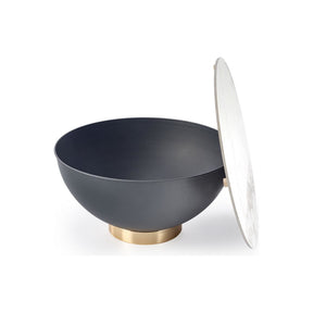 Masuta cafea CECILIA, negru/alb, ceramica/metal, cu spatiu depozitare, 73x37 cm