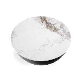 Masuta cafea CECILIA, negru/alb, ceramica/metal, cu spatiu depozitare, 73x37 cm