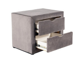 Noptiera ET-002, gri deschis - Bluvel 03, stofa catifelata, 50x35x42 cm