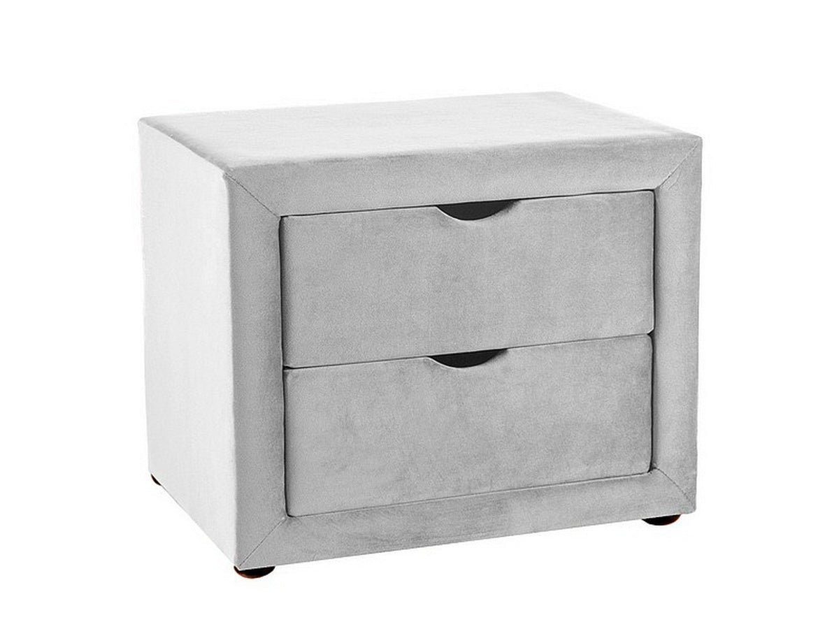 Noptiera ET-002, gri deschis - Bluvel 03, stofa catifelata, 50x35x42 cm