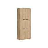 Dulap SPACE OFFICE, stejar artisan, PAL laminat, cu 4 usi, 80x37x203 cm