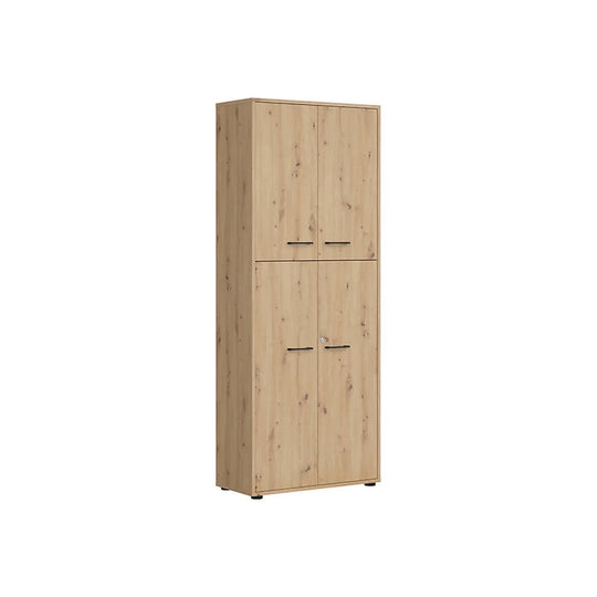 Dulap SPACE OFFICE, stejar artisan, PAL laminat, cu 4 usi, 80x37x203 cm